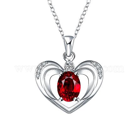 Silver Plated Brass Cubic Zirconia Heart Pendant Necklaces NJEW-BB02984-A-1
