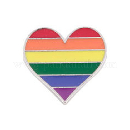 Arco iris orgullo bandera corazón esmalte pin GUQI-PW0001-032C-1