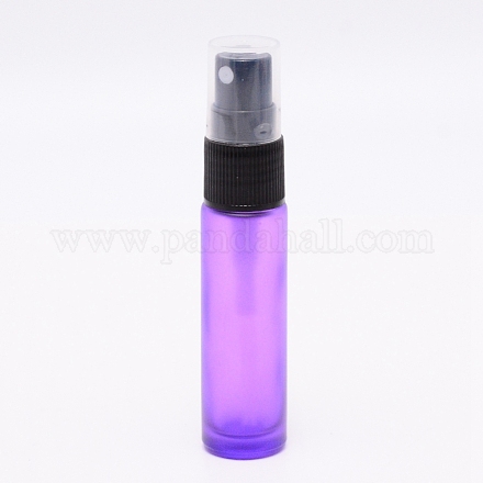 空のポータブルガラススプレーボトル  ファインミストアトマイザー  腹筋ダストキャップ付き  詰め替え式ボトル  紫色のメディア  2x9.65cm  容量：10ミリリットル MRMJ-WH0018-95C-1