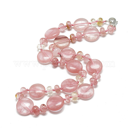 Cherry Quartz Glass Beaded Necklaces NJEW-S393-04-1