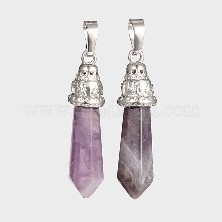 Natural Bullet Amethyst Pointed Pendants G-D649-04-RS-1