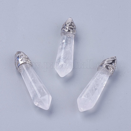 Naturales de cuarzo cristales pendientes puntiagudos G-F228-06N-RS-1