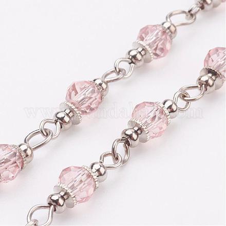 Faceted Glass Handmade Beaded Chains AJEW-JB00298-05-1