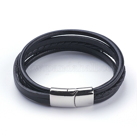 Leather Cord Multi-Strand Bracelets BJEW-F291-04P-1