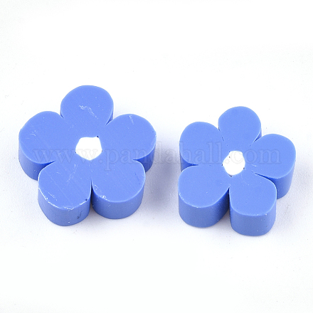 手作り樹脂クレイカボション  花  コーンフラワーブルー  15x14x6mm CLAY-S091-16C-1
