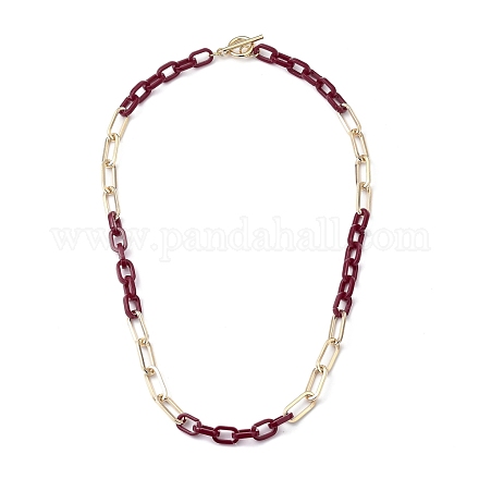 Halsketten aus undurchsichtigem Zelluloseacetat (Harz) und Büroklammerketten aus Eisen NJEW-JN02991-04-1