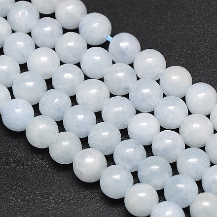 Natural Blue Calcite Round Bead Strands G-N0081-8mm-15-1