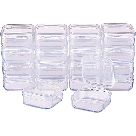 Benecreat18パックの正方形の透明なプラスチックビーズの貯蔵容器の箱のケースは丸薬のための跳ね上げ式のふたが付いています  ハーブ  小さなビーズ  ジュエリーパーツ（3.7x3.7x1.8cm） CON-BC0004-54-1