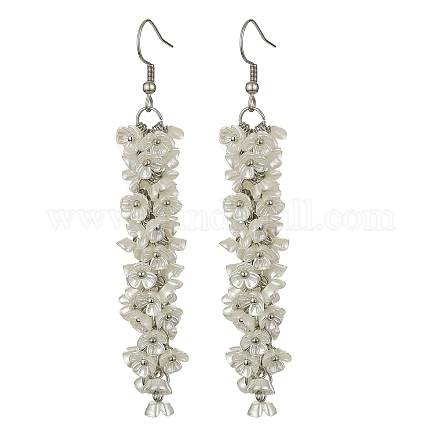 ABS Plastic Imitation Pearl Flower Dangle Earrings EJEW-JE05295-1