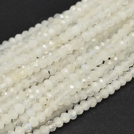 Brins de perles de pierre de lune arc-en-ciel naturelles rondes à facettes G-F289-05-1