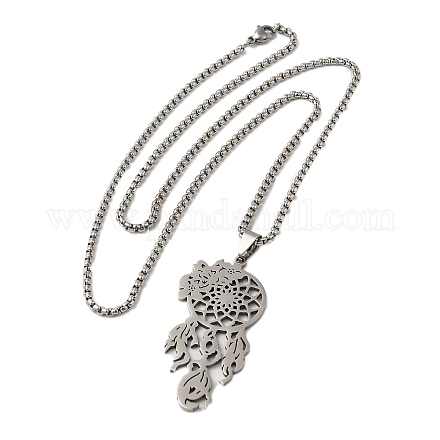 304 Stainless Steel Pendant Necklaces NJEW-H022-04P-1