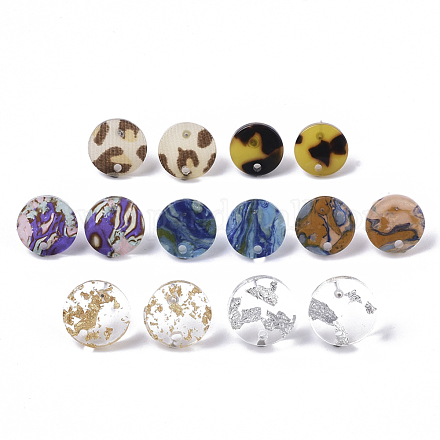 Cellulose Acetate(Resin) Stud Earring Findings KY-R022-015-1