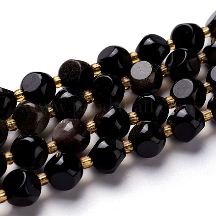 Natürliche goldenen Glanz Obsidian Perlen Stränge G-M367-02B-1