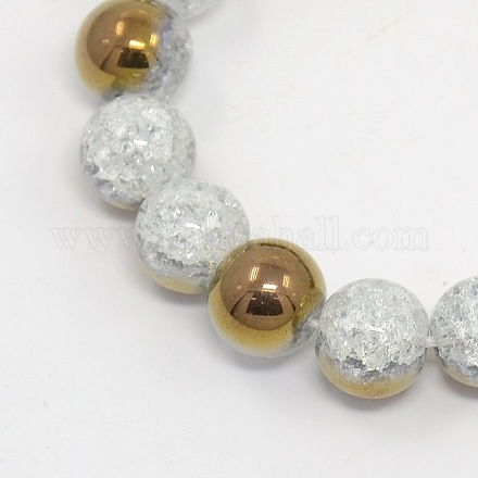 Round Half Electroplate Crackle Quartz Beads Strands G-P060-10mm-02-1