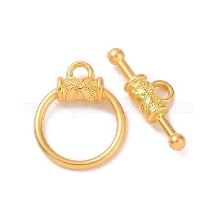 合金マンテル  花の付いた丸いリングの形  マットゴールドカラー  リング：18x15x4mm  バー：7x21x4mm  穴：2.5mm PALLOY-L236-009MG-1