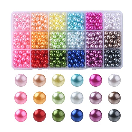 540 Uds. 18 cuentas de perlas de imitación de plástico abs pintadas con aerosol de estilo OACR-YW0001-35B-1