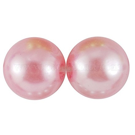 Pink Round Chunky Imitation Loose Acrylic Pearl Beads X-PACR-24D-35-1