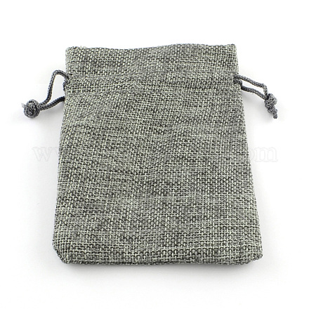 ポリエステル模造黄麻布包装袋巾着袋  グレー  23x17cm X-ABAG-R005-17x23-04-1