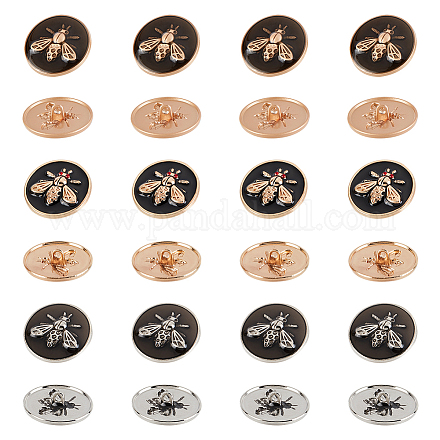 Olycraft 24 pièces boutons à tige en alliage émail 25mm boutons de blazer en métal motif d'abeilles boutons ronds plats en alliage pour blazer BUTT-OC0001-31-1