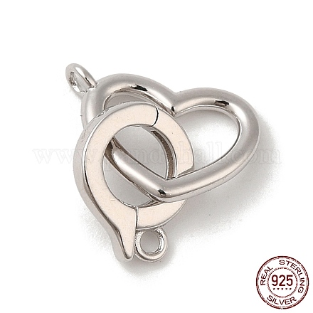 Rhodium Plated 925 Sterling Silver Fold Over Clasps STER-G038-09P-1