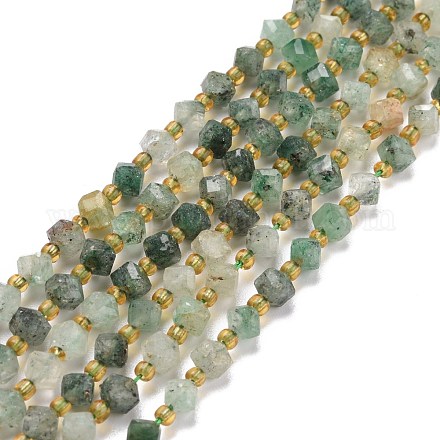 Perles vertes naturelles quartz fraise brins G-P463-45-1