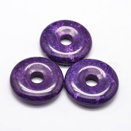 Dyed Natural Malaysia Jade Donut/Pi Disc Pendants G-L407-02-35mm-1