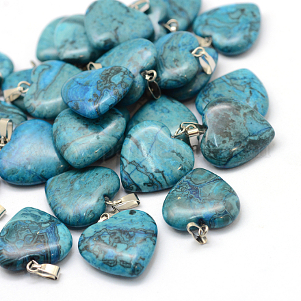 Coeur teints pendentifs de pierres précieuses naturelles G-Q438-05-1