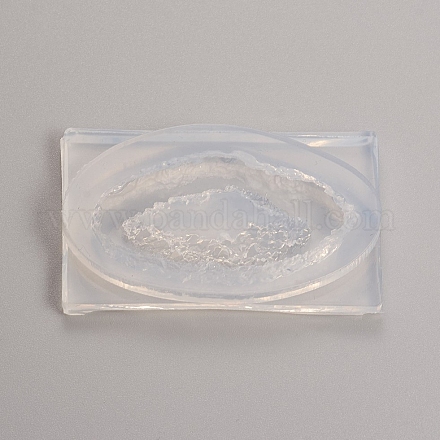 結晶クラスタースライスシリコーンジオード型  中空不規則エポキシ樹脂金型  のどの瑪瑙スライスを作るため  ネックレス  ジュエリー作り  ホワイト  53x32x8mm  内径：40x20mm DIY-D024-16-1