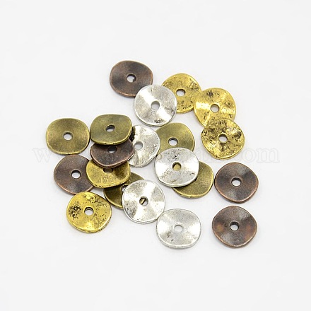 Mixed Color Tibetan Style Alloy Disc Spacer Beads TIBEB-X0026-NR-1