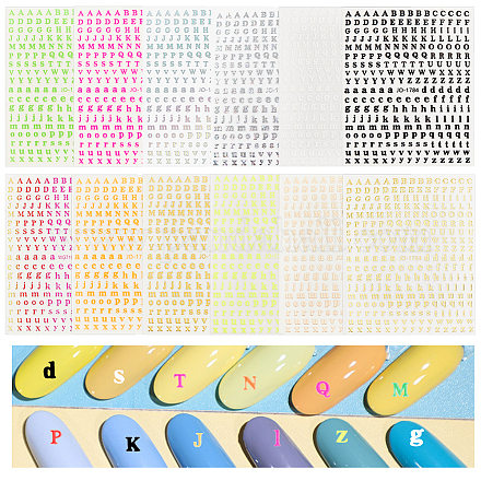 OLYCRAFT 24 Sheets Letter Stickers Self-Adhesive Alphabet Stickers Nail Art Decoration Stickers Letter Numbers Resin Filler Sticker for Craft DIY Nail Art Epoxy Resin Supplies - 12 Colors MRMJ-OC0003-21-1