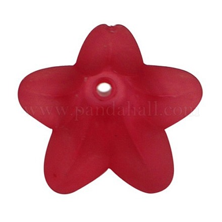 Red Frosted Transparent Acrylic Flower Beads X-PLF018-11-1