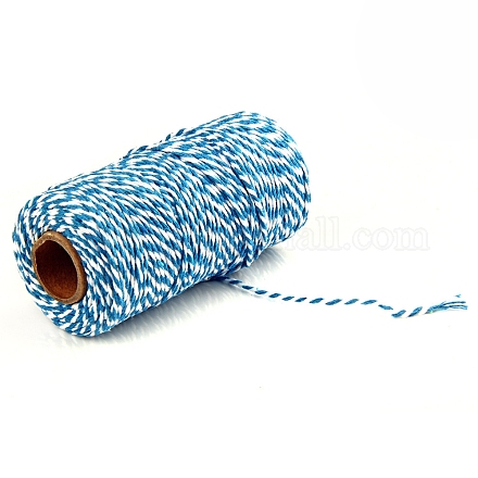 マクラメ100本撚り綿編み糸2m  スプールで  ラウンド  ディープスカイブルー  2mm  約109.36ヤード（100m）/ロール MAKN-PW0001-097A-18-1