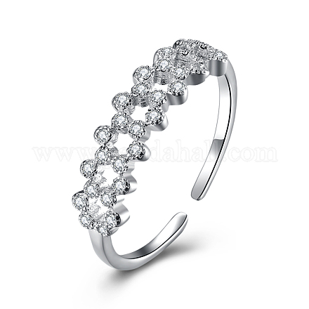 Регулируемые модный стерлингового серебра кубического циркония палец кольца манжеты RJEW-BB15254-1