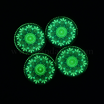 Dôme / demi-ronde avec motif fleur de l'art lumineux cabochons de verre à fond plat pour les projets de bricolage X-GGLA-L010-18mm-10F-1