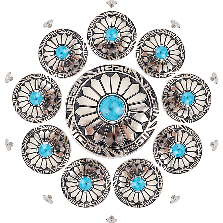 Shop GORGECRAFT 12Pcs 30mm Screw Back Buttons Concho Screw Back 6 Colors  Replacement Vintage Western Style Turquoise Round Flower Buds Buttons for  DIY Leather Craft Fabrics Sewing Bags Decoration for Jewelry Making 