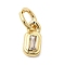 Brass Cubic Zirconia Charms, Rectangle Charms, Cadmium Free & Lead Free, Real 18K Gold Plated, Long-Lasting Plated, Clear, 7.5x4x2mm, Hole: 3mm
