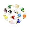 Handmade Lampwork Pendants, Mushroom, with Rack Plating Golden Tone Brass Findings, Long-Lasting Plated, Golden, Mixed Color, 16~17x9.5~10.5mm, Hole: 4.5x3.5mm