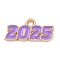 Alloy Enamel Pendants, Light Gold, Cadmium Free & Lead Free, Number 2025 Charm, Medium Purple, 9x18x1.5mm, Hole: 1.8mm