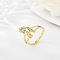 Brass Micro Pave Cubic Zirconia Finger Rings, for Women, Letter H, US Size 3(14mm)