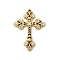 304 Stainless Steel Rhinestone Pendants, Cross, Golden, 28x20x2.5mm, Hole: 1.4mm