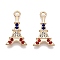 Rack Plating Alloy Pendants, with Rhinestone, Eiffel Tower, Mixed Color, 21.5x12.5x2mm, Hole: 2mm