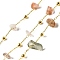Handmade Natural Rutilated Quartz Chip Beaded Chains, Soldered, with Rack Plating Brass Findings, Long-Lasting Plated, Lead Free & Cadmium Free, with Spool, Real 18K Gold Plated, 5~14x2~7x3~7mm