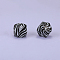 Colorful Pattern Printed Silicone Focal Beads, Black, 17x22.5x23mm, Hole: 3mm
