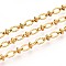 304 Stainless Steel Textured Oval Link Chains, Soldered, with Spool, Ion Plating(IP), with Disc, Real 18K Gold Plated, 6x4x0.8mm, about 32.81 Feet(10m)/Roll