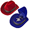 SUNNYCLUE 4Pcs 2 Colors Hat Ring Box Velvet Ring Boxes Vintage Retro Western Cowboy Cowgirl Dark Red Blue Creative Ring Jewelry Display Holder for Wedding Ceremony Engagement Ring Necklace Storage