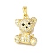 Brass Micro Pave Cubic Zirconia Pendants, Bear Charms, Cadmium Free & Lead Free, Long-Lasting Plated, Rack Plating, Real 18K Gold Plated, 18.5x13.5x4mm, Hole: 5x2.5mm