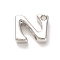 Rack Plating Brass Cubic Zirconia Beads, for Personalized Name Necklaces Making, Long-Lasting Plated, Lead Free & Cadmium Free, Alphabet, Letter N, 11.5x12.5x4.7mm, Hole: 2.7mm