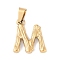 304 Stainless Steel Pendants, Bamboo Style, Letter, Ion Plating(IP), Real 18K Gold Plated, Letter.M, 19x16x3mm, Hole: 3x7mm