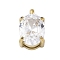304 Stainless Steel Micro Pave Cubic Zirconia Charms, Oval, Real 14K Gold Plated, 10x6x4.5mm, Hole: 1.5mm