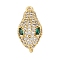 Brass Clear & Green Cubic Zirconia Connector Charms, Snake Links, Real 18K Gold Plated, 17x8.5x6mm, Hole: 1.2mm